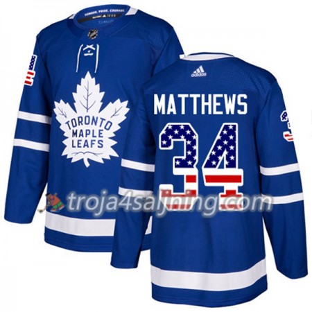 Toronto Maple Leafs tröja Auston Matthews 34 Adidas 2017-2018 Blå USA Flag Fashion Authentic - NHL Tröjor Herr